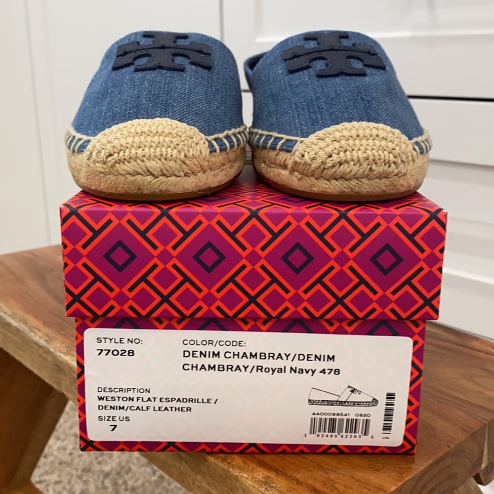 Tory Burch Weston NIB flat Espadrille chambray - Picture 10 of 11